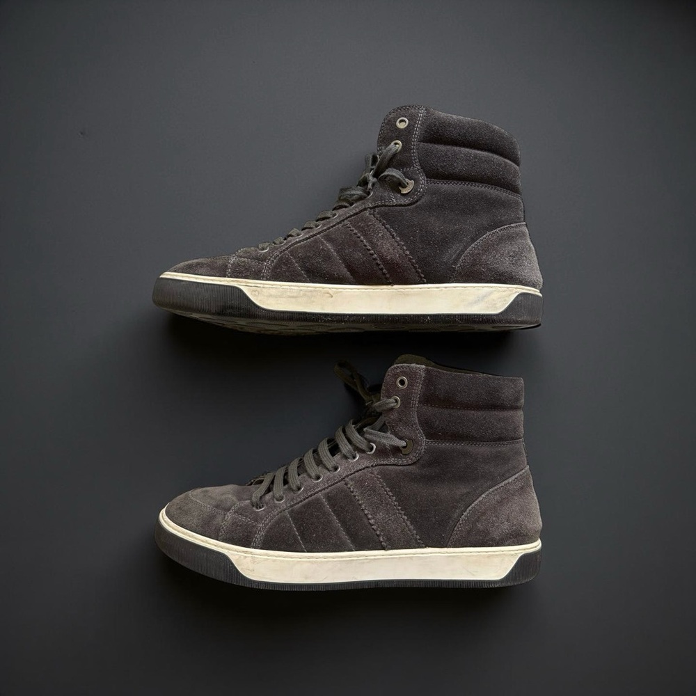Moncler Dark Suede High-Top Sneakers - Picture 1 of 9